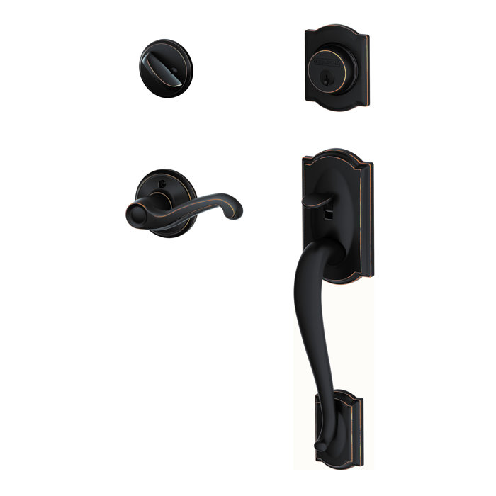Schlage Camelot Handleset with Deadbolt and Flair Door Lever and